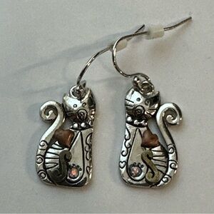 Vintage dangle kitty cat‎ kitten dangle artsy modern earrings